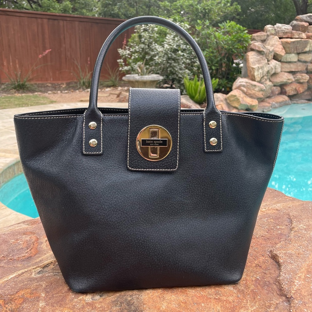 Kate Spade Black Pebbled Leather Structured Shoulder Bag